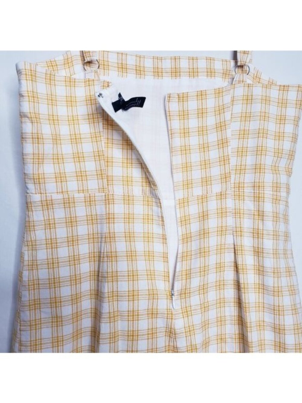 Forever 21 Yellow & White Plaid Sleeveless Mini Sun Dress Women's Size Medium - Picture 7 of 10